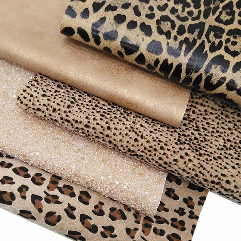 Description Picture 2 of itemLeopard Printed Synthetic Leather Sheets Immitation Fur Fabric with Printed Leopard Dots Pattern Glitter For DIY 21x29CM Y331