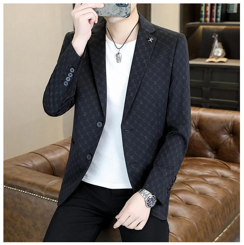 Description Picture 4 of itemM-6XL High Quality Spring and Summer New Thin Men's Fashion Handsome Everything Trend  Men Designer Blazer  Terno Slim Fit