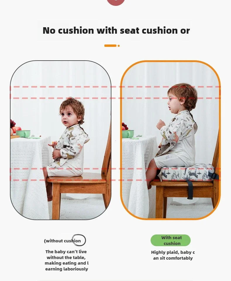 Description Picture 5 of itemChildren Increased Chair Pad Baby Booster Seat Portable Kids Dining Heighten Cushion Pram Chair Removable Adjustable