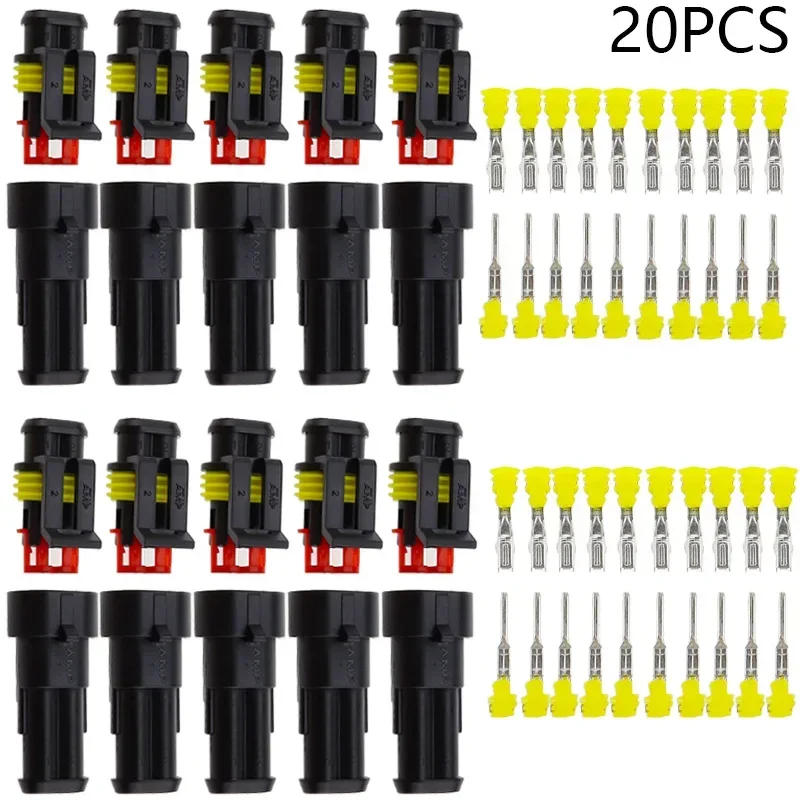 Description Picture 3 of itemPromotion! 10 Kit 2 Pin Way Waterproof Electrical Wire Connector Plug 1.5mm Terminals 2Pin HID Plug Auto Xenon lamp Plug