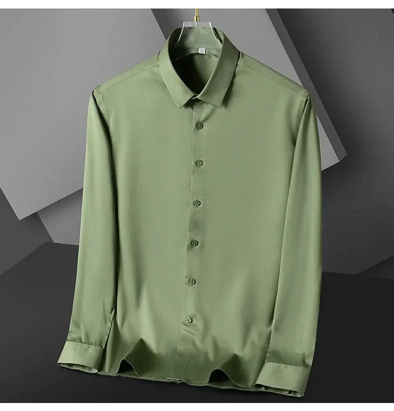 Description Picture 6 of itemPlus Size 6XL Long Sleeve Men Stretch Dress Shirt Soft Silky Smooth Formal Social Business Anti-wrinkle Work Smart Casual Shirt