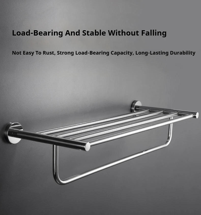 Description Picture 4 of item304 Stainless Steel Bath Towel Rack Wall Mounted Bath Hardware Set Perforated Installation Modern Simplicity Bathroom Accessorie