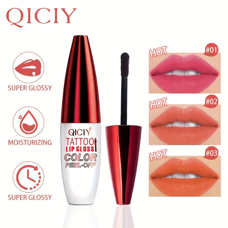 Description Picture 5 of itemQICY Tattoo Lip Gloss Peel-Off Long-Lasting Moisturizing Liquid Lipstick with Waterproof Non-stick Cup Glossy Finish Nourishing