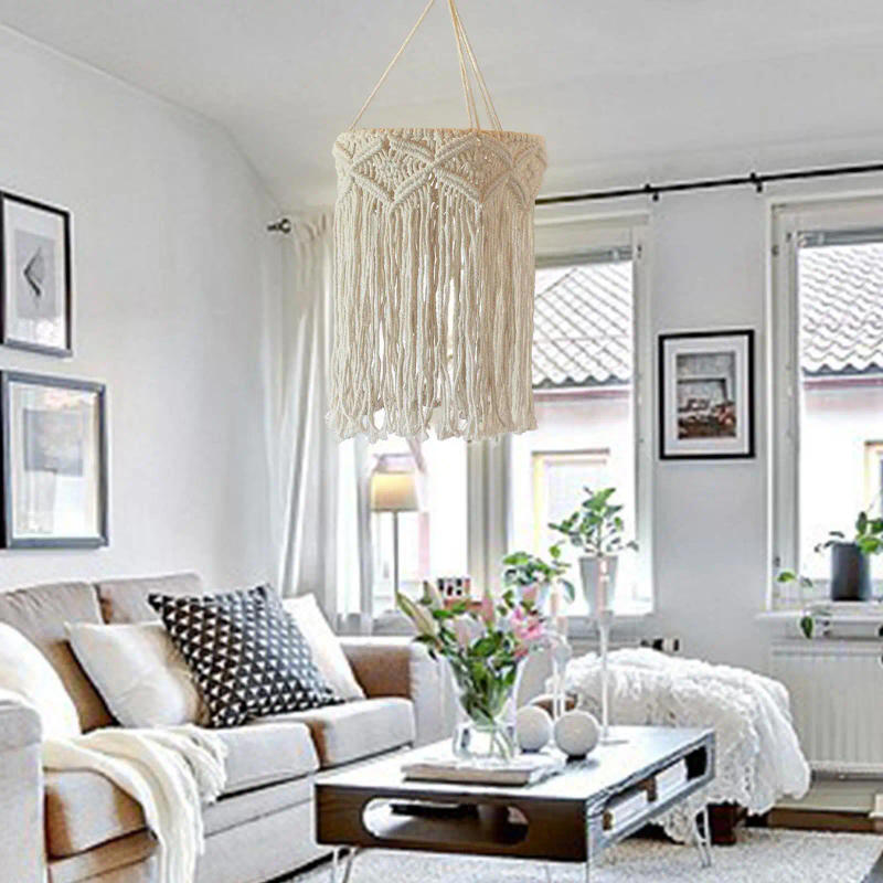 Description Picture 4 of itemMacrame Lamp Shade Bohemian Hanging Pendant Boho Hanging Pendant Light Cover for Birthday Restaurant Kitchen Festival Christmas