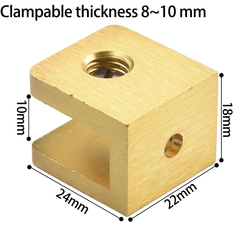 Description Picture 4 of item1 Pcs Copper Gold Adjustable Glass Clip Holder Thick Glass Support Bracket Fixed Hick Glass Clips Shelf Ceramic Tile Holder