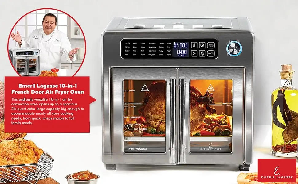 Description Picture 2 of item26 QT Extra Large Air Fryer, Convection Toaster Oven with French Doors, Stainless Steel