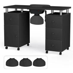 Manicure Table Nail Desk with Dust Collector Professional Nail Desk for Nail Tech Table Station, Drawers and Cabinet