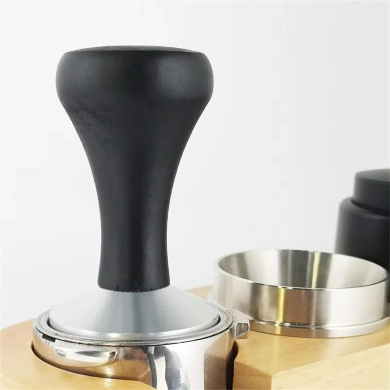 Description Picture 5 of itemWooden Essential Barista's Must-Have Black Handled Coffee Tamper for 51/53/58mm Delonghi Espresso Machines - Perfect Corner Tool