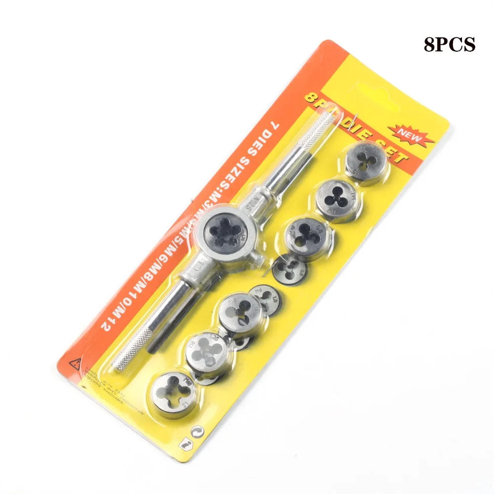 Description Picture 6 of itemMultifunction Tap and Die Set 8/12/20Pcs M3-M12Metric Screw Thread Plugs Hand Screw Taps Straight Taper Tapping and Thread Tools
