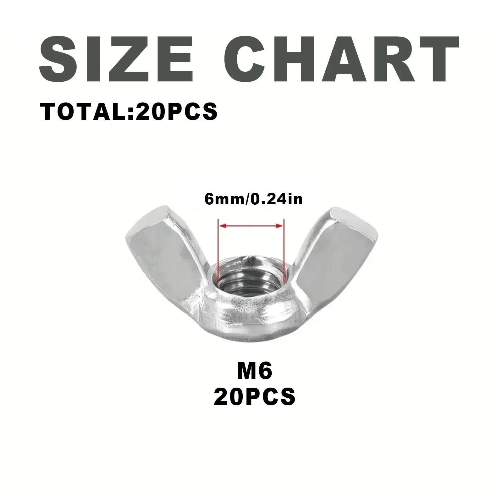 Description Picture 2 of item20Pcs 1/4" Wing Nuts Zinc Plated Fasteners Parts M6 Inches Butterfly