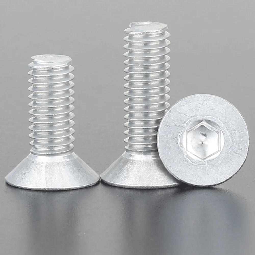 Description Picture 4 of itemM2M4M5M6M8x4/5/6/8/10/12/14/16mm 6063 Aluminum Alloy Flat Head Screw Bolts Hex Socket for Model Aircraft Car DIY