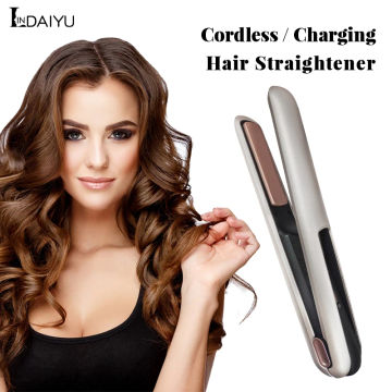 Cordless Hair Straightener Mini Portable Wireless Curler USB Rechargeable for Travel Ceramic Fast Heating Plate Flat Iron Stylin