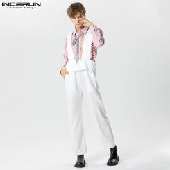 INCERUN Men Jumpsuits Solid Color Loose Streetwear Leisure Straps Rompers 2024 Fashion Casual Bib Pants Male Overalls S-5XL