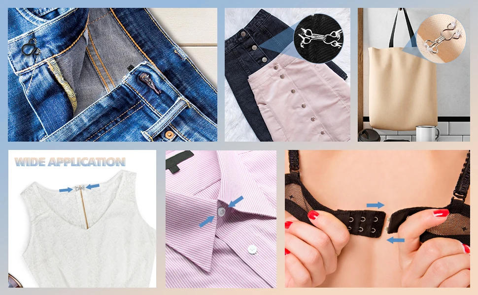 Description Picture 2 of item100 Sets Invisible Sewing Hook & Eye Closure for Clothing Bra Jacket Hooks Replacement Sewing Craft Buckle Garment Accessories