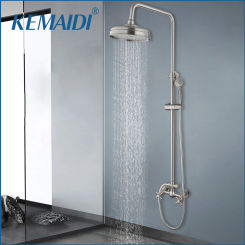 KEMAIDI Nickel Brushed Bathroom Shower Faucet Set Brass Mixer Shower Sets Wall Mount Hot Cold Water Shower Faucets Tap