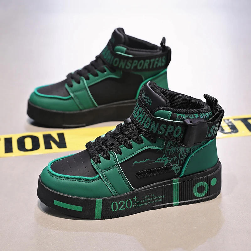 Description Picture 4 of itemChildrens Skate Shoes Thick Soled High Top Breathable Comfortable Casual Shoes Flat Outdoor Walking Fashion Sneakers for Kids