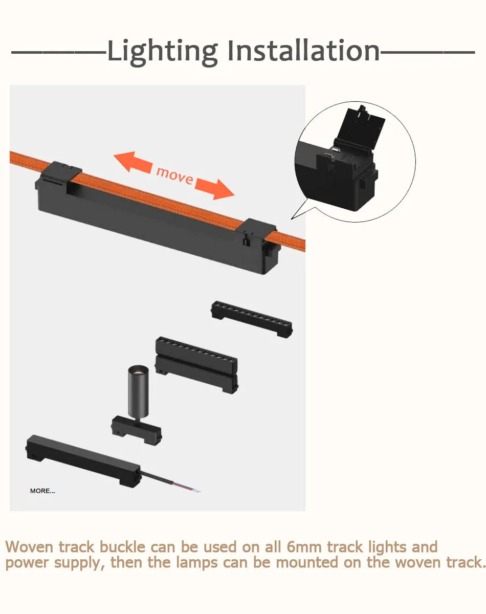 Description Picture 4 of itemUltra Thin Woven Track Led Light System Smart Tuya Zigbee Control Safe DC48V Black White Lamp Lighting for LivingRoom Bedroom