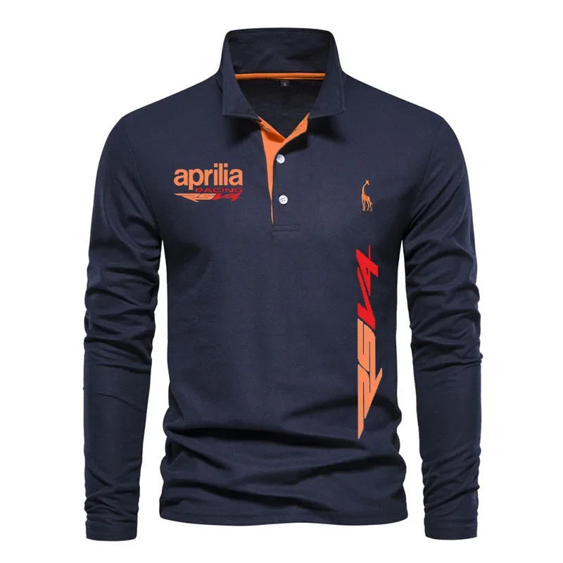 Description Picture 3 of item2023 Men's POLO shirt golf shirt Aprilia RSV4 print High-end men's lapel T-shirt for men Color matching long-sleeved men's shirt