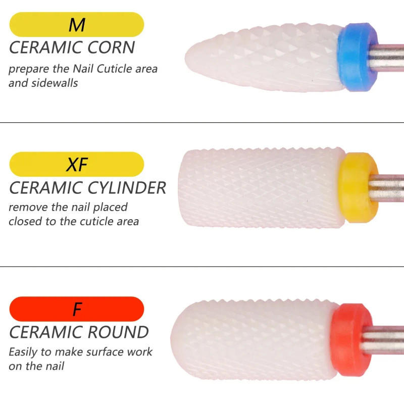 Description Picture 5 of item13 Pcs/box Professional Ceramic Nail Drill Bit Set Electric Manicure Nail File Bit For Acrylic Gel Nails And Cuticles