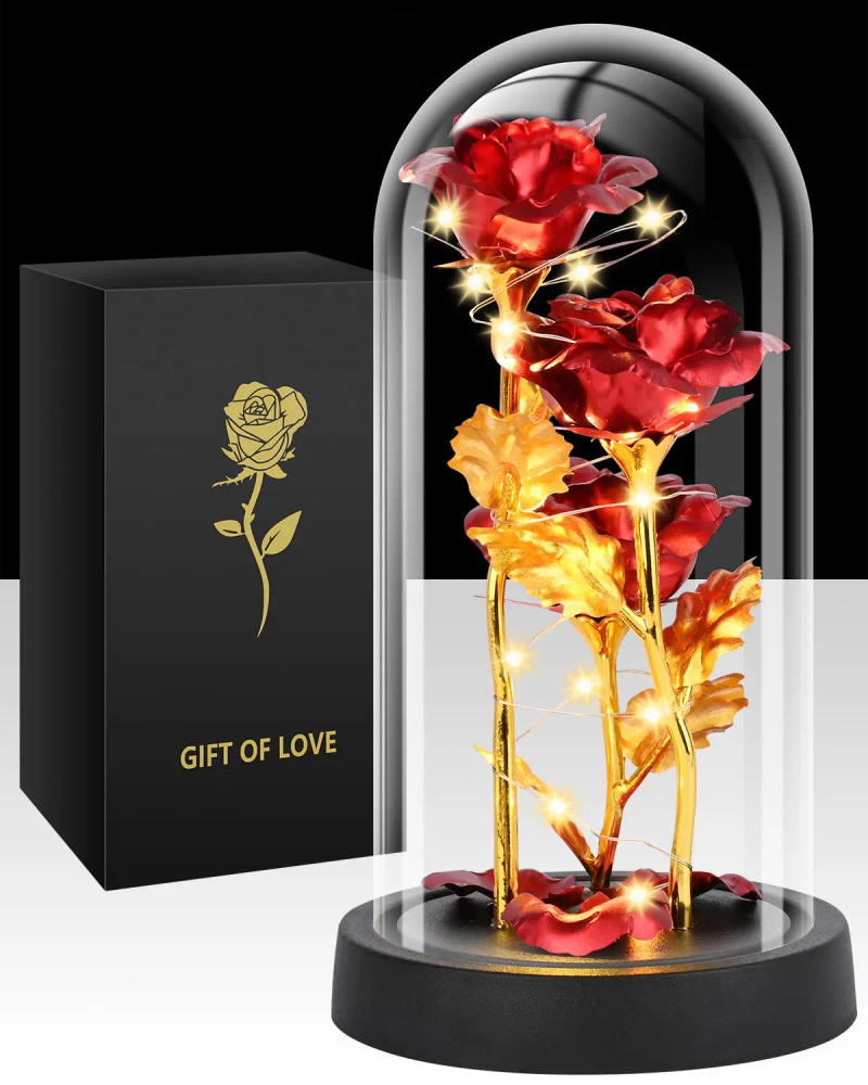 Description Picture 3 of itemGlass Rose Flower for Womenï¼ŒLight Up Rose in A Glass Dome,Rose Gifts for Christmasï¼Œ Anniversaryï¼ŒWeddingï¼ŒValentinesï¼ŒBirthday