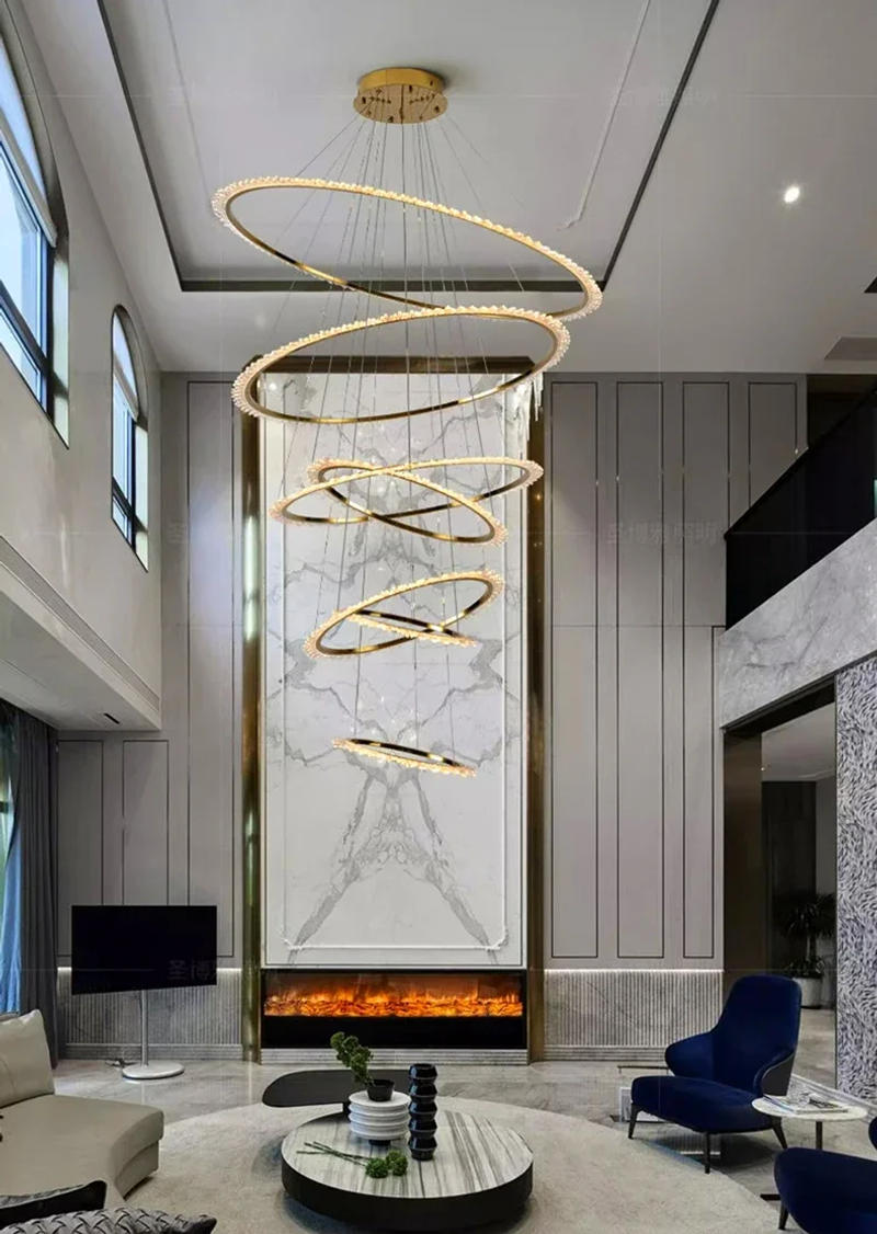 Description Picture 2 of itemModern home decoration crystal chandelier, stair Pendant lamp, living room Pendant lights, interior lighting
