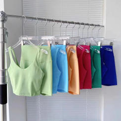 Lemon 2 Piece Sport Suit Sports Bra High Waist Skinny Shorts 6" Breathable Quick Dry Running Fitness Workout Yoga Short Pants