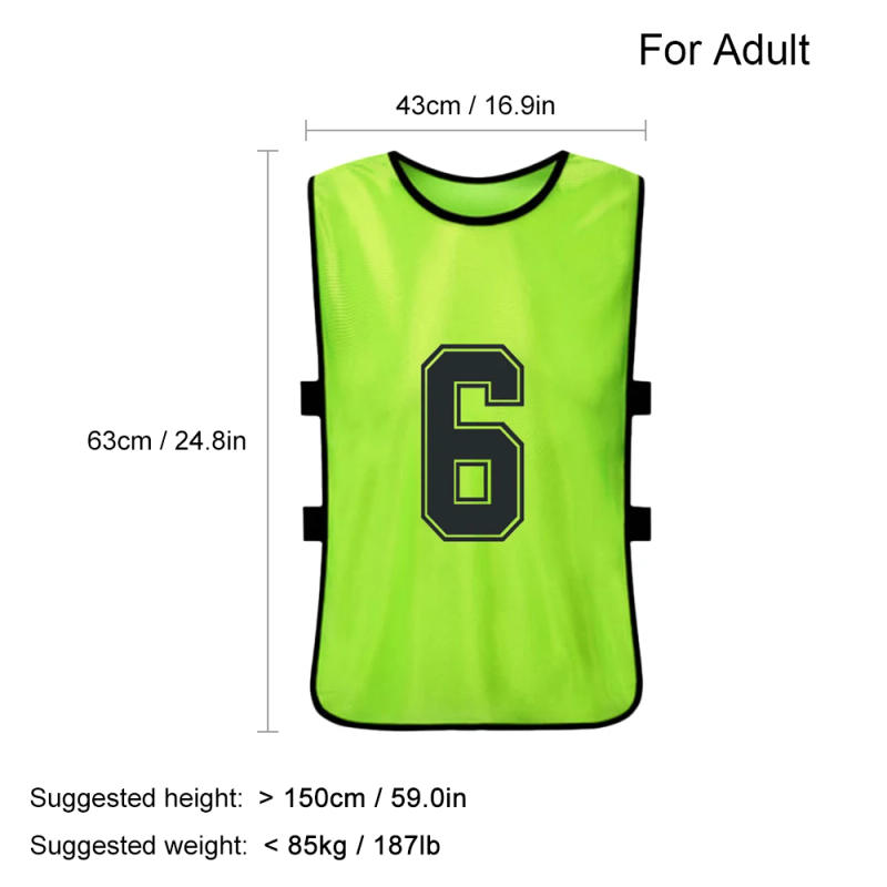 Description Picture 6 of item6/12PCS Kid's Football Pinnies Quick Dry Soccer Jersey Youth Sports Scrimmage Basketball Team Training Numbered Bibs Sports Vest