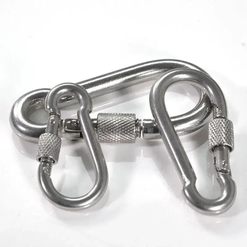 Description Picture 5 of itemM6/M8/M10 304 Silver Stainless Steel Lock Ring Safety Snap Hook Carabiner Spring Snap Quick Link Outdoor Climbing Gear Equipment