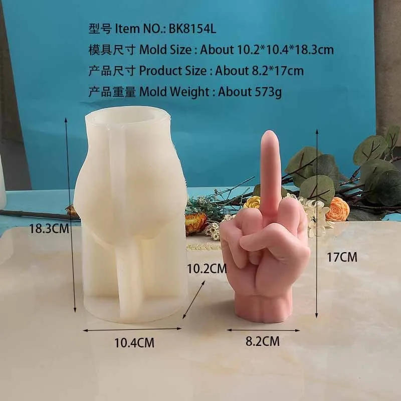 Description Picture 6 of item3D Middle Finger Silicone Candle Mold  Gesture Aromatherapy Plaster Art Soap Resin Crafts Casting Molds Holiday Party Gifts