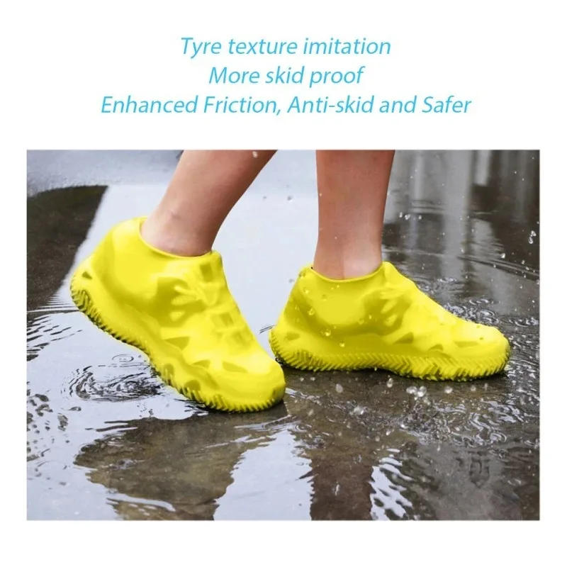 Description Picture 3 of itemWaterproof Rain Shoes Covers Silicone Non-slip Wear-resistant Outdoor Adult Children Boots Portable Elastic Reusable