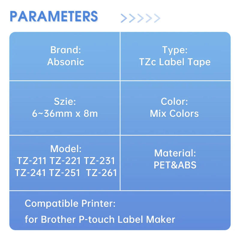 Description Picture 5 of item5pcs 12mm 231 TZe Label Tape Compatible for Brother TZe231 TZ231 TZ 12mm Laminated Black on White for Brother P touch Labeller