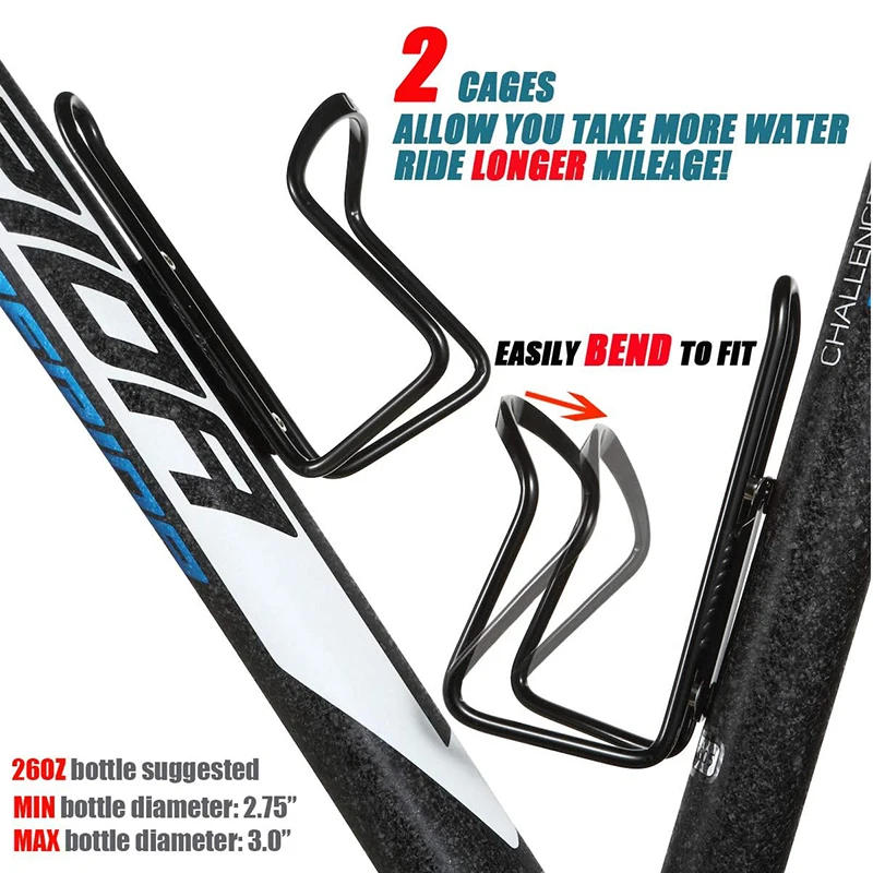 Description Picture 6 of item2Pcs Water Bottle Cages Aluminum Alloy Bicycle Bottle Holder MTB Bike Drink Holders with Screws Classic Cycling Accessories