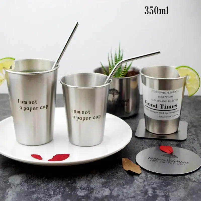Description Picture 2 of item350ml Stainless Steel Mug Silver Double Wall Coffee Tea Wine Milk Beer Tumbler Portable Travel Water Cup Kitchen Drinkware