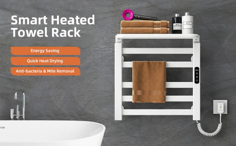 Description Picture 3 of itemSIOYIE Towel Warmer Bathroom Wall Mounted Heated Towel Rack with storage rack, Electric Towel Drying with Timer R335