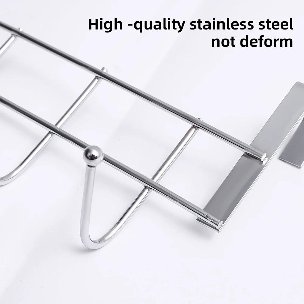 Description Picture 4 of itemDoor Hanger Hook Stainless Steel Kitchen Cabinet Pull Over Door Hook Clothes Bedroom Bathroom Hanger Bags Towel Holder 5 Hooks