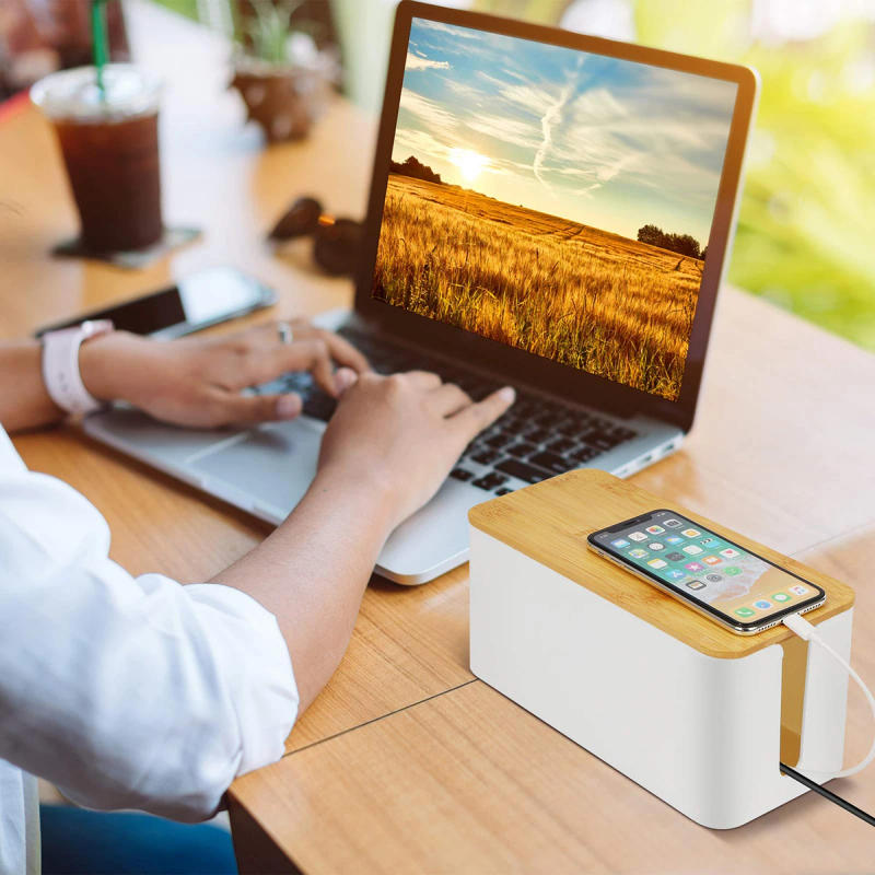 Description Picture 5 of itemCable Storage Box Wooden Power Line Storage Case Dustproof Charger Socket Organizer Wire Case Home Cable Winder Organizer