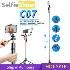 Selfieshow C07 2.11m Balanced Stable Shooting Bluetooth Expansion Tripod Selfie Stick Stabilizer Tripe Stand for Cell Phone