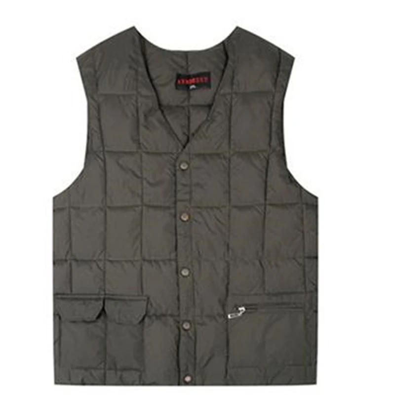 Description Picture 3 of itemMale Autumn Winter Down Vest Men Thermal Multi Pocket Waistcoat New White Duck Ultralight Sleeveless Jacket Fashion Stand Collar