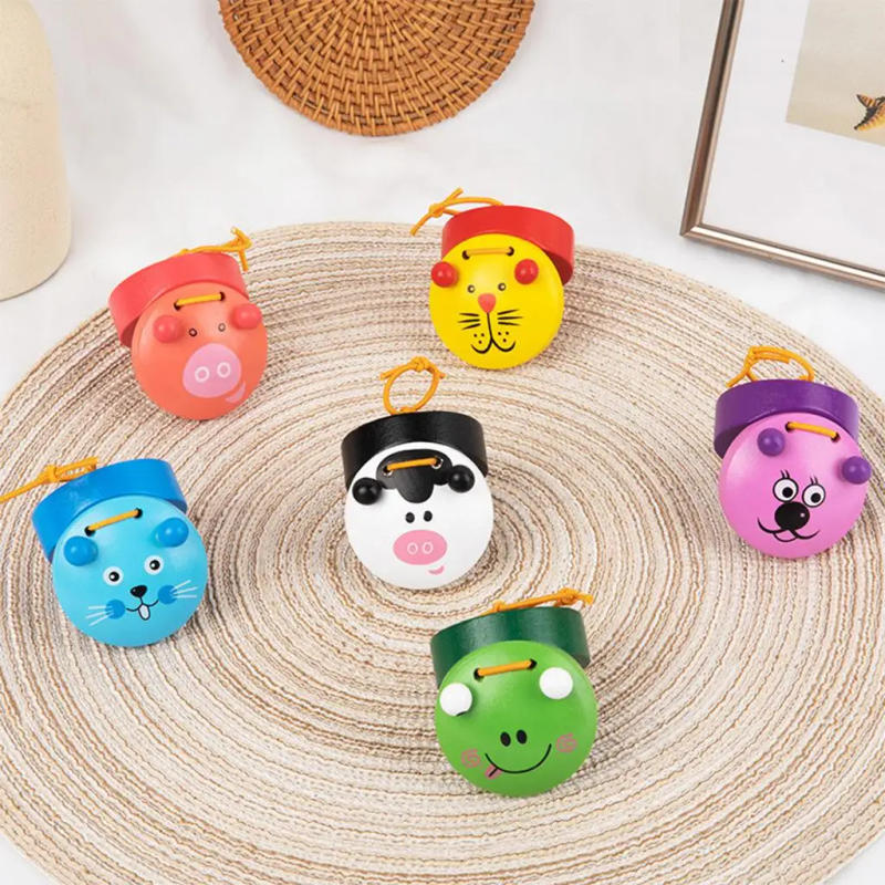 Description Picture 5 of item6x Cartoon Castanets Musical Instruments Wooden Rhythm Development Percussion