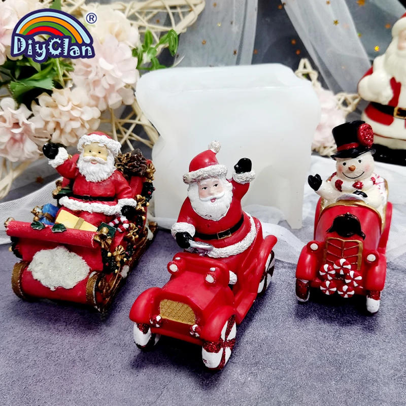 Description Picture 2 of itemNew Santa Claus Sleigh Candle Mold Fondant Cake Decorating Tool DIY Silicone Resin Gypsum Aromatherapy Mould Christmas Decor