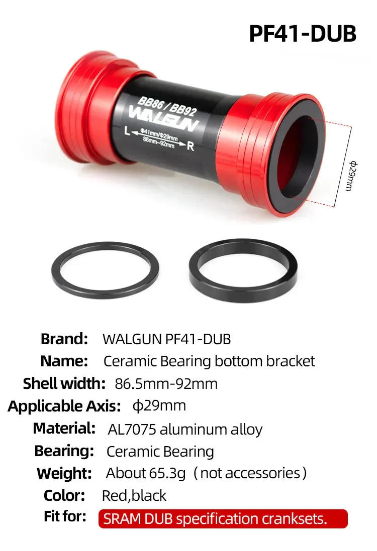 Description Picture 5 of itemBB86 BB92 Bike Bottom Bracket Ceramic BB for MTB Road PF4124 PF4130 PF41DUB 41mm 24mm 30mm 29mm DUB Gxp 105 Bicycle Crank Parts