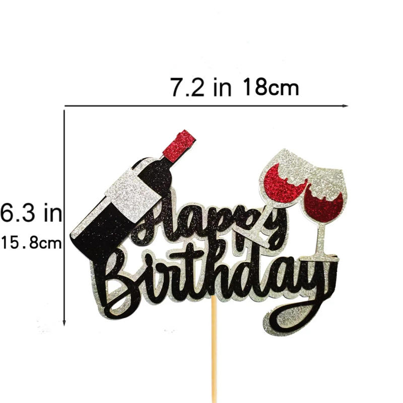 Description Picture 4 of itemCake Topper Beer Mug Happy Birthday Theme Red Wine Glass Boy Man Party Baby Shower Cupcake Decoration Baking Supplies Cheers
