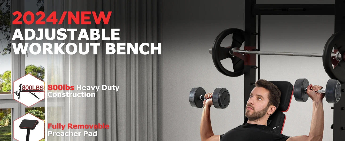 Description Picture 5 of itemWeight Bench, Foldable Workout Bench for Home Gym, Bench Press with Leg Extension & Preacher Pad, Extra Headrest, Incline Sit Up