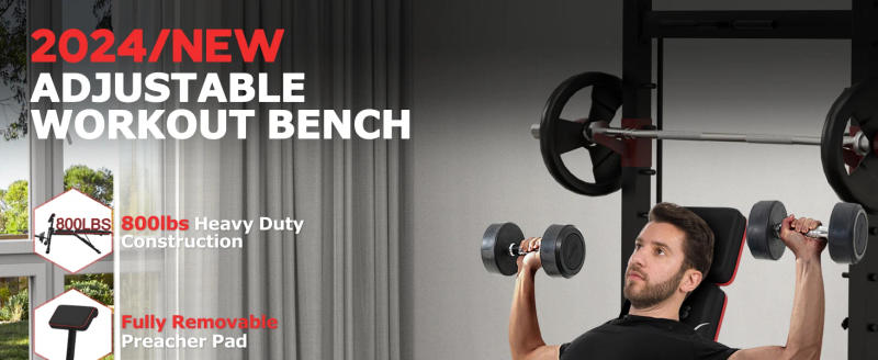 Description Picture 5 of itemWeight Bench, Foldable Workout Bench for Home Gym, Bench Press with Leg Extension & Preacher Pad, Extra Headrest, Incline Sit Up