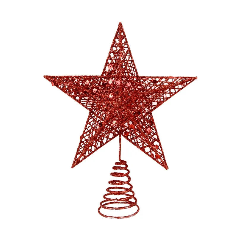Description Picture 4 of itemChristmas Five-pointed Star Decoration Sparkling Xmas Decoration Gold Red Glitter 5 Point Star Christmas Tree Topper Ornaments