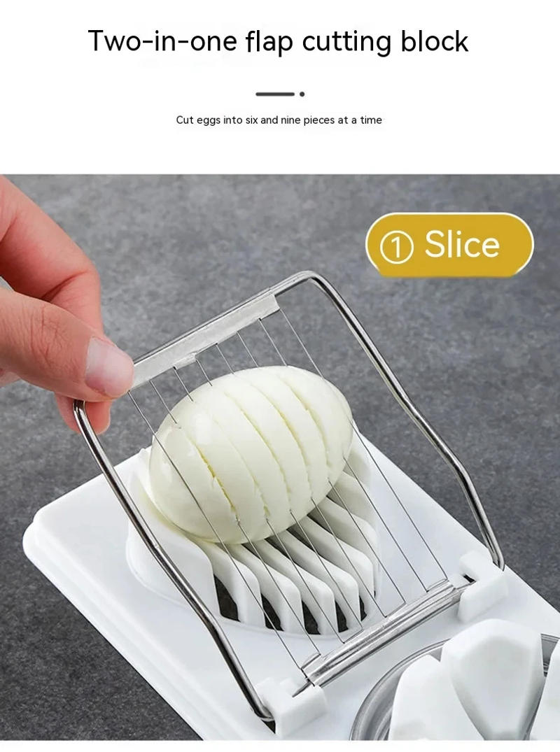 Description Picture 4 of item1 Creative Two in One Egg Slicer Japanese Egg Slicer Fancy Century Egg Multi-function Egg Slicer Stainless Steel Egg Slicer