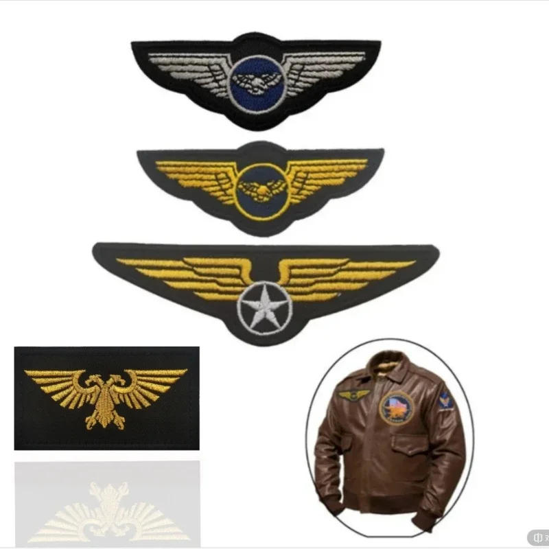 Description Picture 2 of itemPilot Aviation Patches Double Headed Eagle Morale Badge Armband Military Top Gun Embroidery Hook&loop Patch For Backpack Sticker