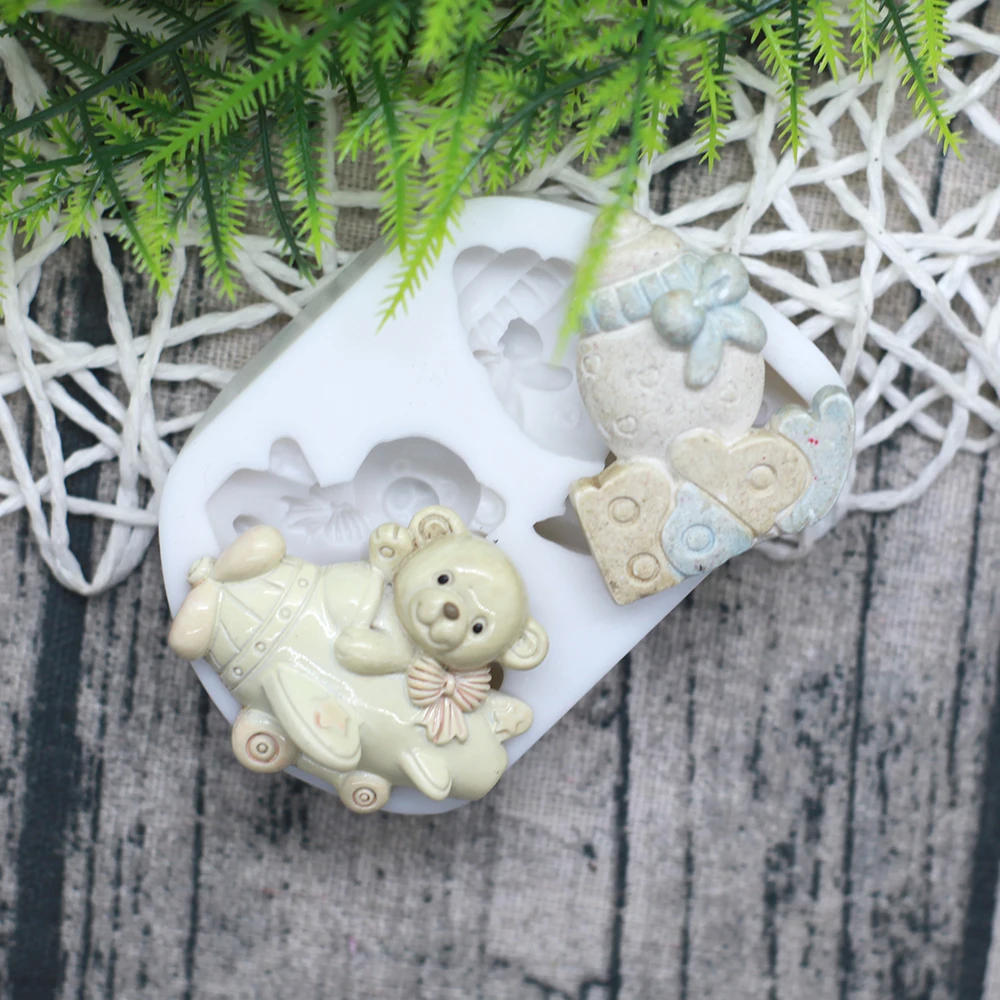 Description Picture 5 of itemCartoon Cute Bear Cake Mould Baby Shower Party 3D Silicone Fondant Cookie Chocolate Mold for DIY Cake Decorating Tools