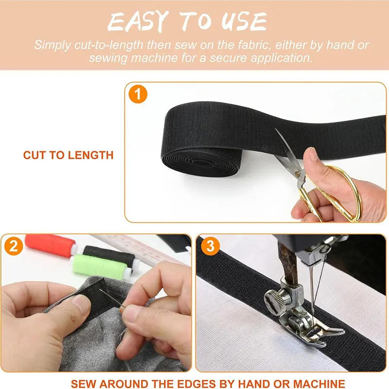 Description Picture 6 of item1-25Meters Sew On Hook and Loop Tape Fastening Nylon Fabric Tape Non-Adhesive Fastener Strips Interlocking Tape 16/20/25/30/50mm