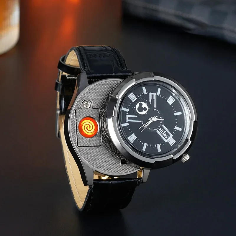 Description Picture 6 of itemBrand New Rechargeable Metal Watch Lighter Cool Trend Tungsten Filament Cigarette Lighter Men's Gift Cigarette Accessories